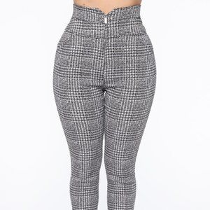 Plaid Pants - Black/White (High- waisted)
